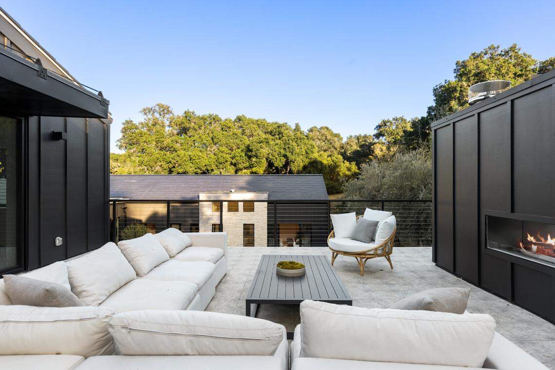 The entire home uses clean energy thanks to its Tesla solar roof.