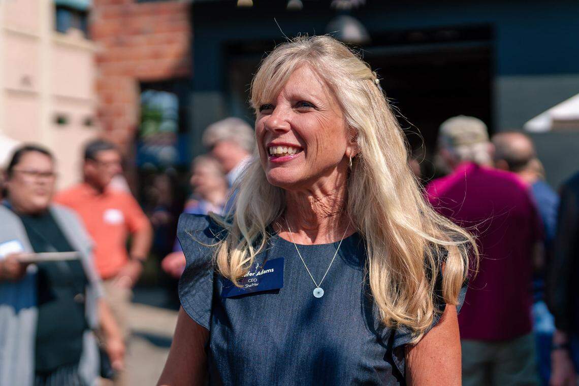 Lumina Alliance CEO Jennifer Adams on Thursday, July 14, 2021, at an event celebrating the merger between RISE and Stand Strong as it became Lumina Alliance.