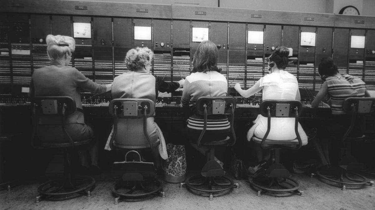Pacific Telephone operators work in San Luis Obispo an undated file photo from the mid-1960s.
