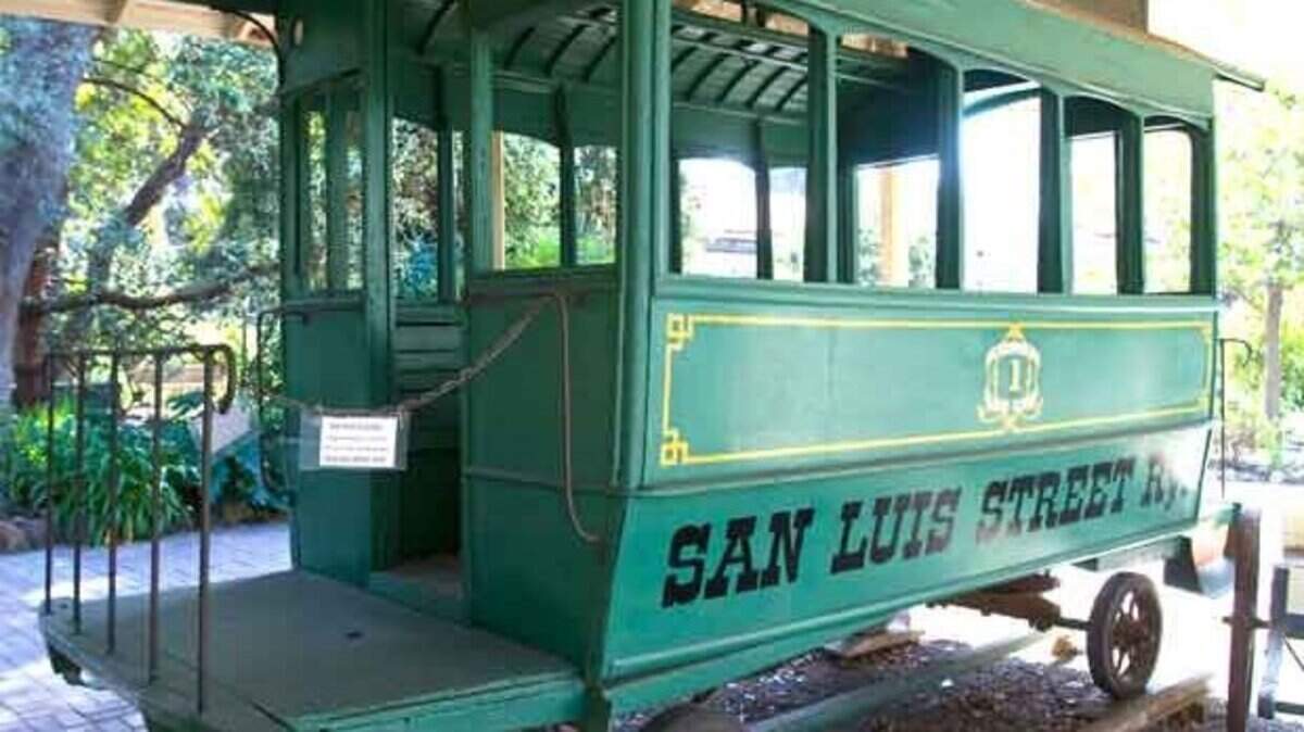 The last surviving horse drawn streetcar in San Luis Obispo is on display at the Dallidet Adobe. Check their website for hours.