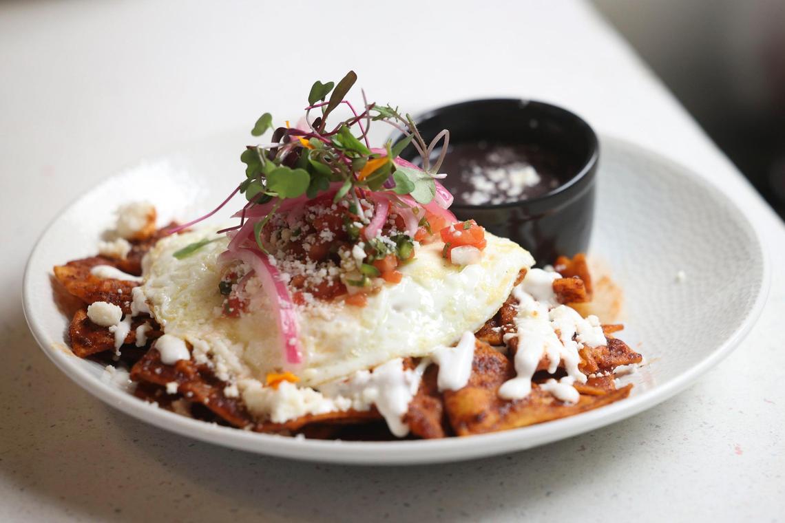 Chilaquiles include crispy corn tortilla chips, guajillo red sauce, two eggs cooked to order, queso fresco, sour cream, avocado and pickled red onions. HolyBelly is open for breakfast and lunch in the 900 block of Grand Avenue in Grover Beach.