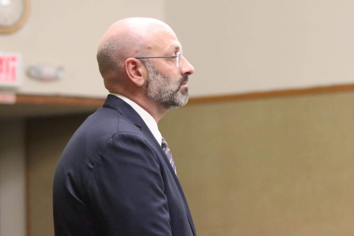 Deputy District Attorney Ben Blumenthal, seen here in court during the preliminary hearing of Gaea Powell on April 1, 2026. Powell is charged with nine counts of election fraud.