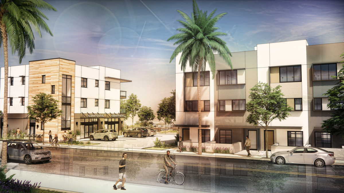 The Solstice project from applicant Brad Foote and developer Coastal Community Builders is planned to bring 28 townhomes and a pair of mixed-use commercial buildings to 359 Front St. in Grover Beach.