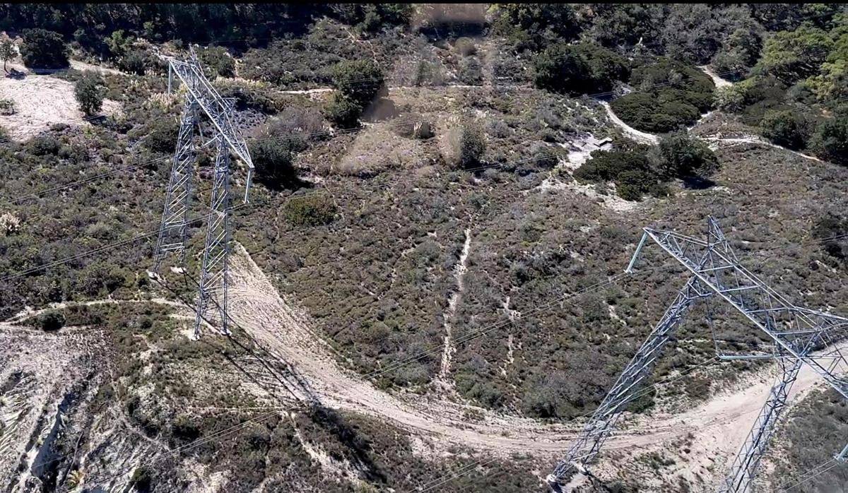 These PG&E power lines that run from Diablo Canyon nuclear power plant are located near Price Canyon Road. The utility was conducting aerial patrols in San Luis Obispo and Santa Barbara counties in October 2022 to reduce fire risk by identifying dead or dying trees near the lines.