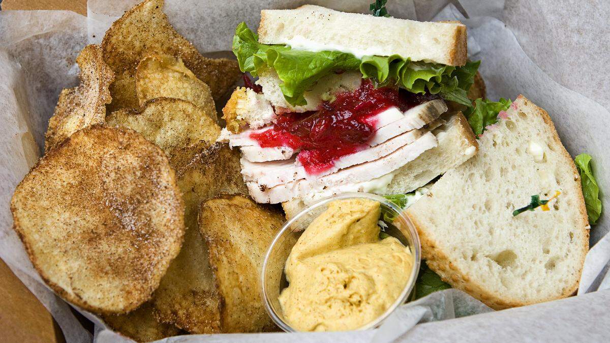 November’s special at Chipwrecked was the Plymouth Rock, featuring roasted turkey, cornbread stuffing and cranberry sauce with a side of pumpkin pie-flavored potato chips.