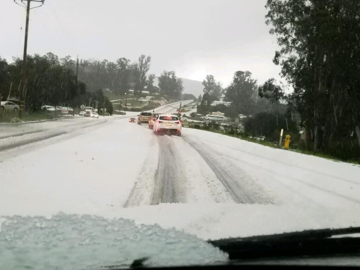 PG&E metereologist John Lindsey took this photo of snow over San Luis Obispo on Feb 21, 2019.