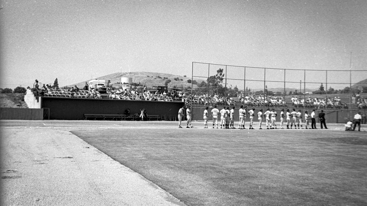 Sinsheimer Stadium opened on Sept. 14, 1970, with an exhibition game. The baseball field is modeled on the major league stadium at Anaheim.