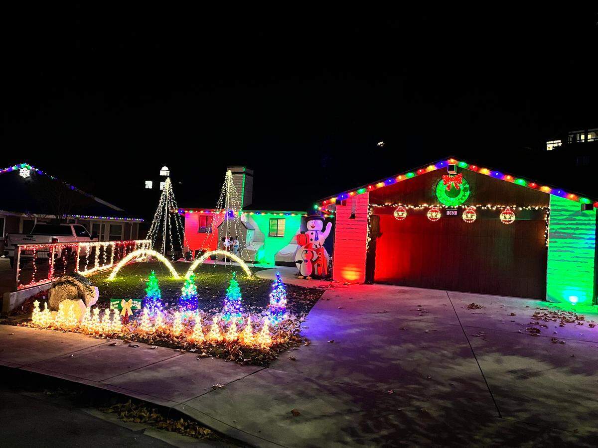 The Koks’ home at 363 Eric Lane in Templeton features 10,000 lights that dance to music in 2023.