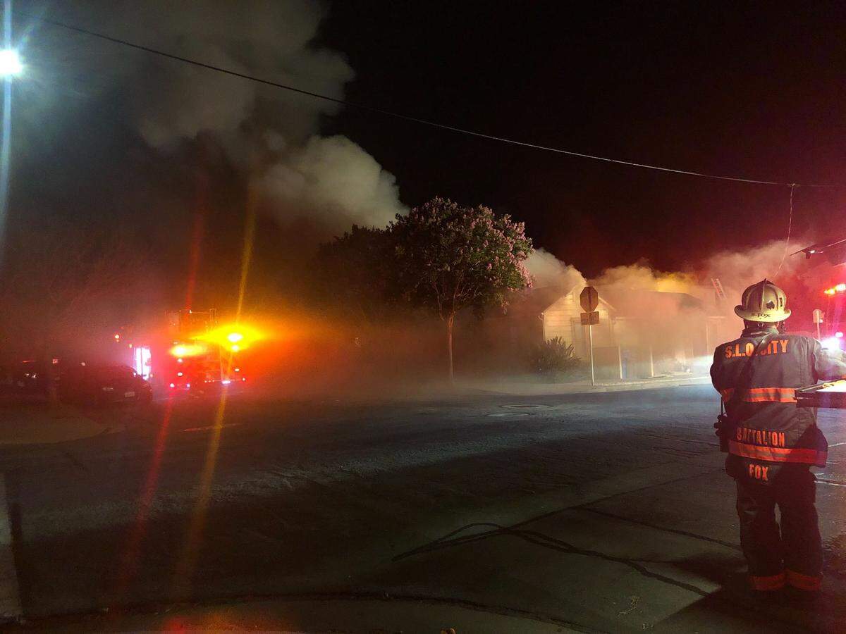SLO City Fire and other local fire agencies responded to a structure fire early Saturday morning that left five residents displaced.