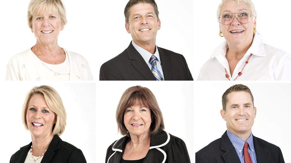 Pismo Beach mayoral and City Council candidates are, top row, from left: Shelly Higginbotham, Kevin Kreowski and Sheila Blake; bottom row, from left: Marcia Guthrie, Mary Ann Reiss and Kris Vardas.