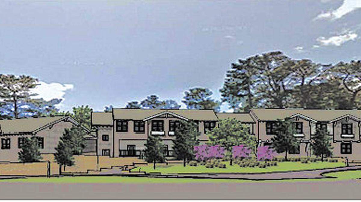 The view of the Kingston Bay project at the corner of Ardath Drive and Green Street, above, as projected by project planners, who note the view has been ‘slightly skewed’ so all of the front is visible, which would not be possible for an actual pedestrian.