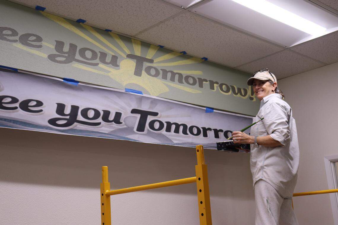 SLO Thrift opened for business on Jan. 16, 2026, located in a recently repainted, colorful building at 445 Higuera St. in San Luis Obispo. The mural and inside accents were painted by Jocelyn Bennett, a family friend to the store owners.