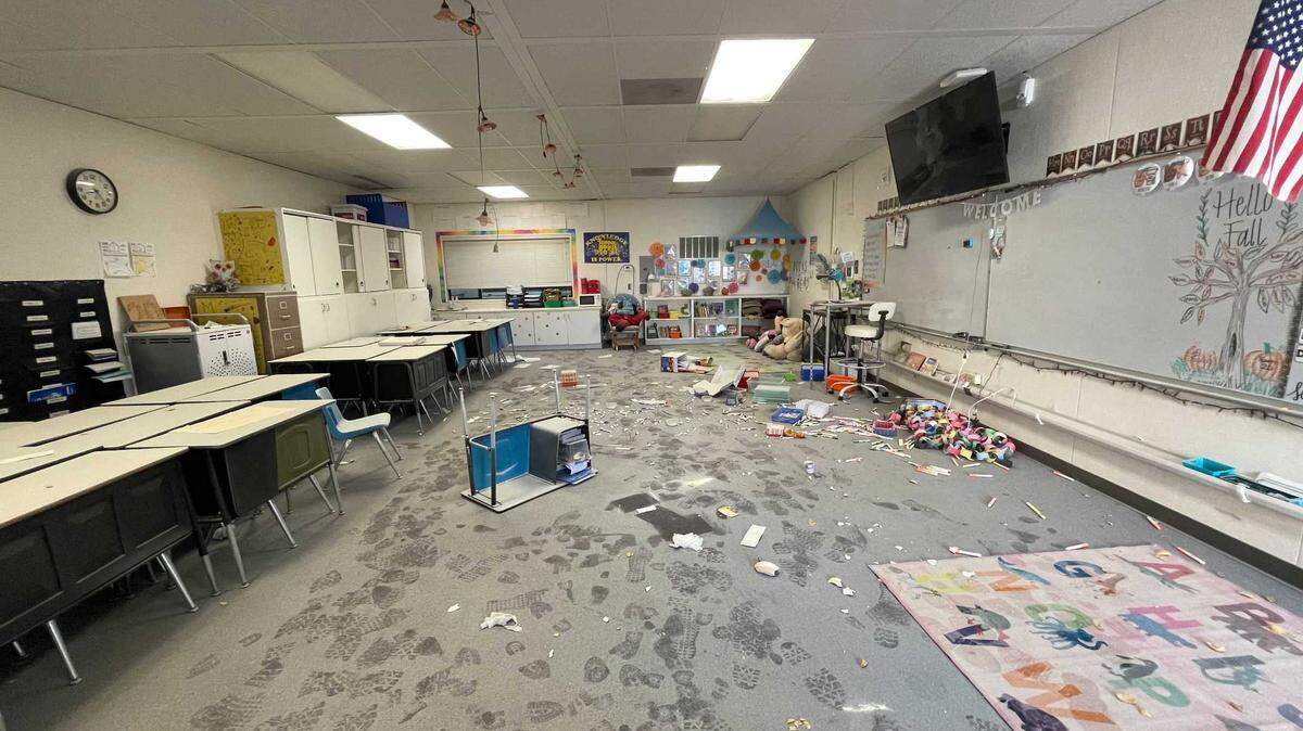 One of two Oceano Elementary School classrooms that was vandalized. The suspect or suspects caused an estimated $7,000 in damages.