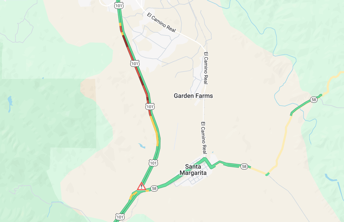 A crash backed up traffic on Highway 101 southbound between Santa Margarita and Atascadero on Dec. 2, 2024.