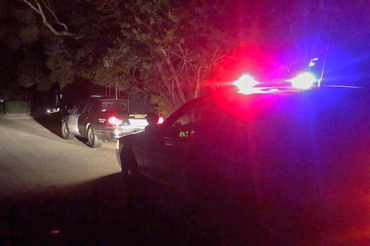Santa Barbara County Sheriff’s Office vehicles line the 4100 block of Mariposa Drive in Hope Ranch in Octotber 2019 after the wife of “Tarzan” actor Ron Ely was found dead inside her home, an apparent homicide victim. The couple’s son, Cameron Ely, was shot and killed by deputies in what the Santa Barbara County District Attorney’s Office called a justifiable homicide.