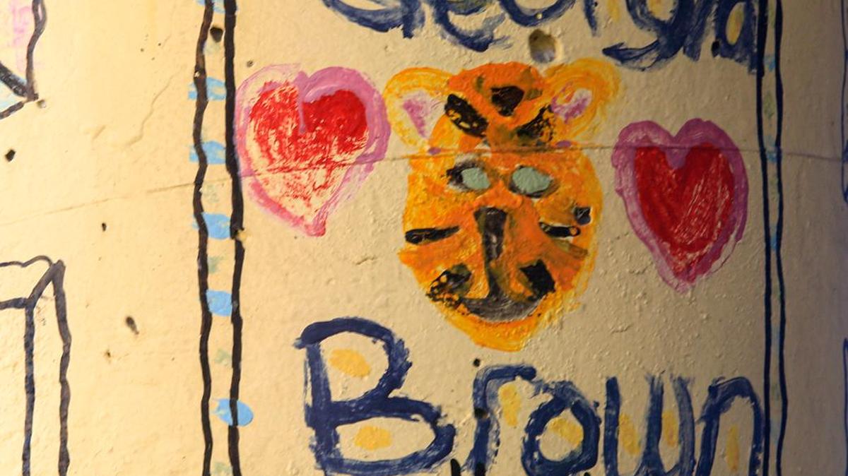 Murals and artwork by students can be seen on the campus of Georgia Brown Elementary School in Paso Robles. The school mascot is a tiger.