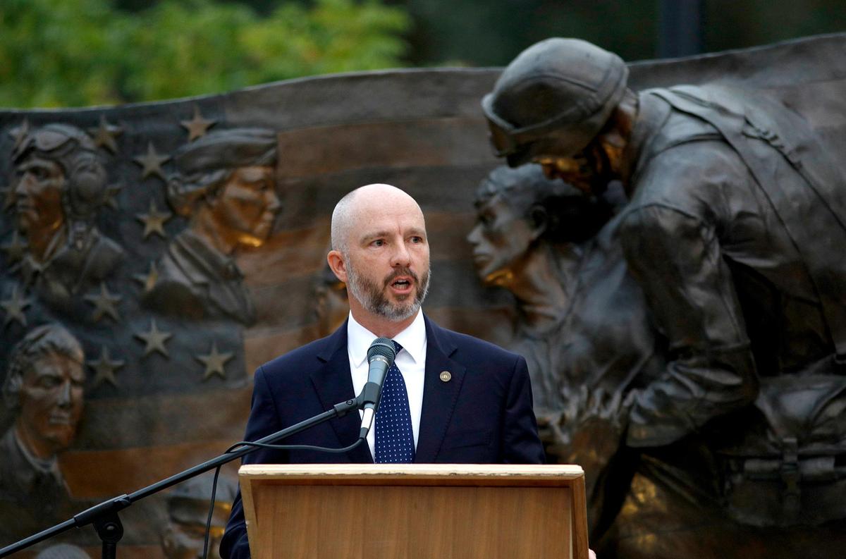 District Attorney Dan Dow speaks at a commemorative rally on Sept. 11, 2020, in Atascadero. The rally was titled “Unify America: We are Stronger Together.”