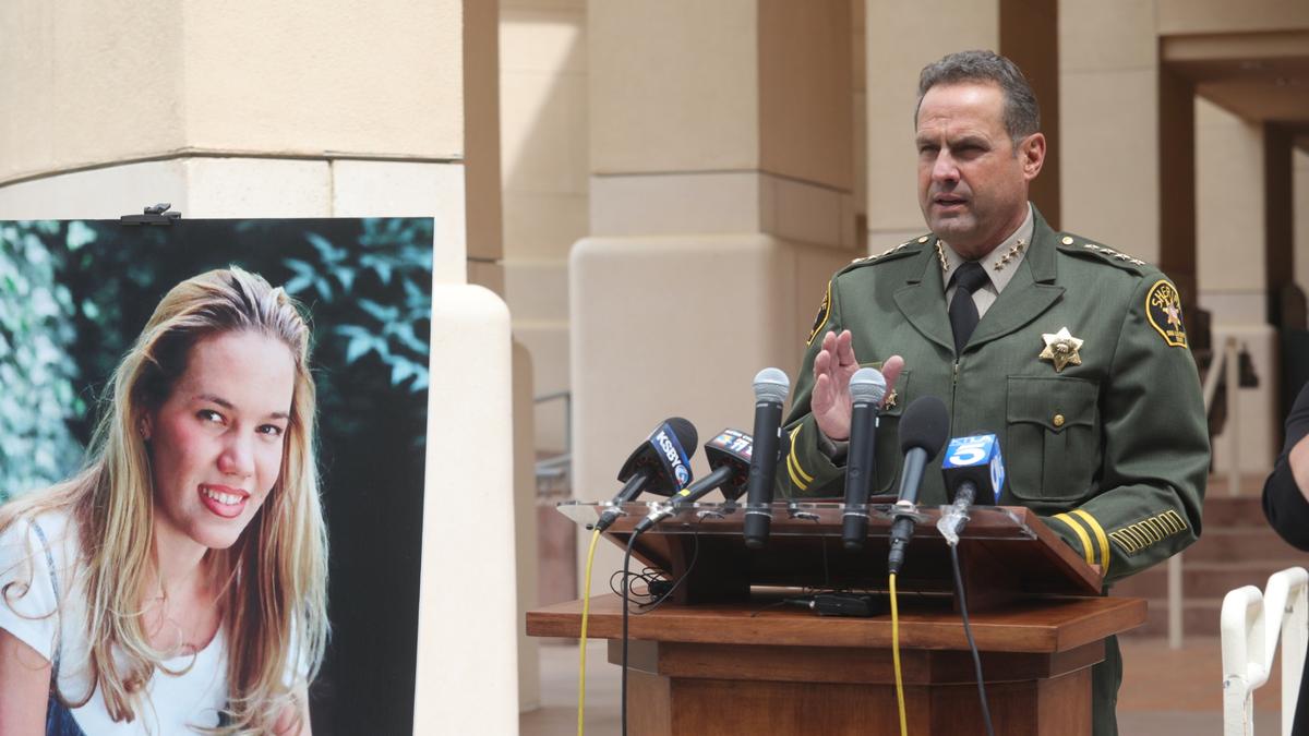 SLO County Sheriff Ian Parkinson announces the arrest of Paul Flores and his father, Ruben Flores, in the 1996 disappearance of Cal Poly student Kristin Smart, at a news conference on Tuesday, April 13, 2021. Paul Flores is suspected of murder in the 25-year-old missing persons case.