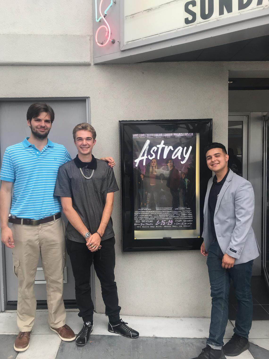 Cambria natives and filmmakers, from left, Julian Mercado, Magnus Marthaler and Darien Jewel.