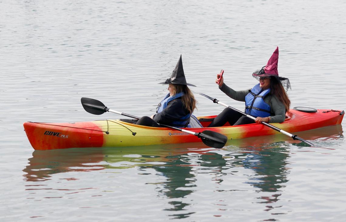Witches and warlocks took over the waters in Morro Bay on Saturday, Oct. 26, 2024, for their annual cackling cruise around the harbor.