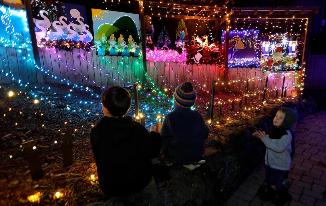 Children are mesmerized by the 12 Days of Christmas display at the Cambria Christmas Market on Wednesday, Dec. 14, 2022.