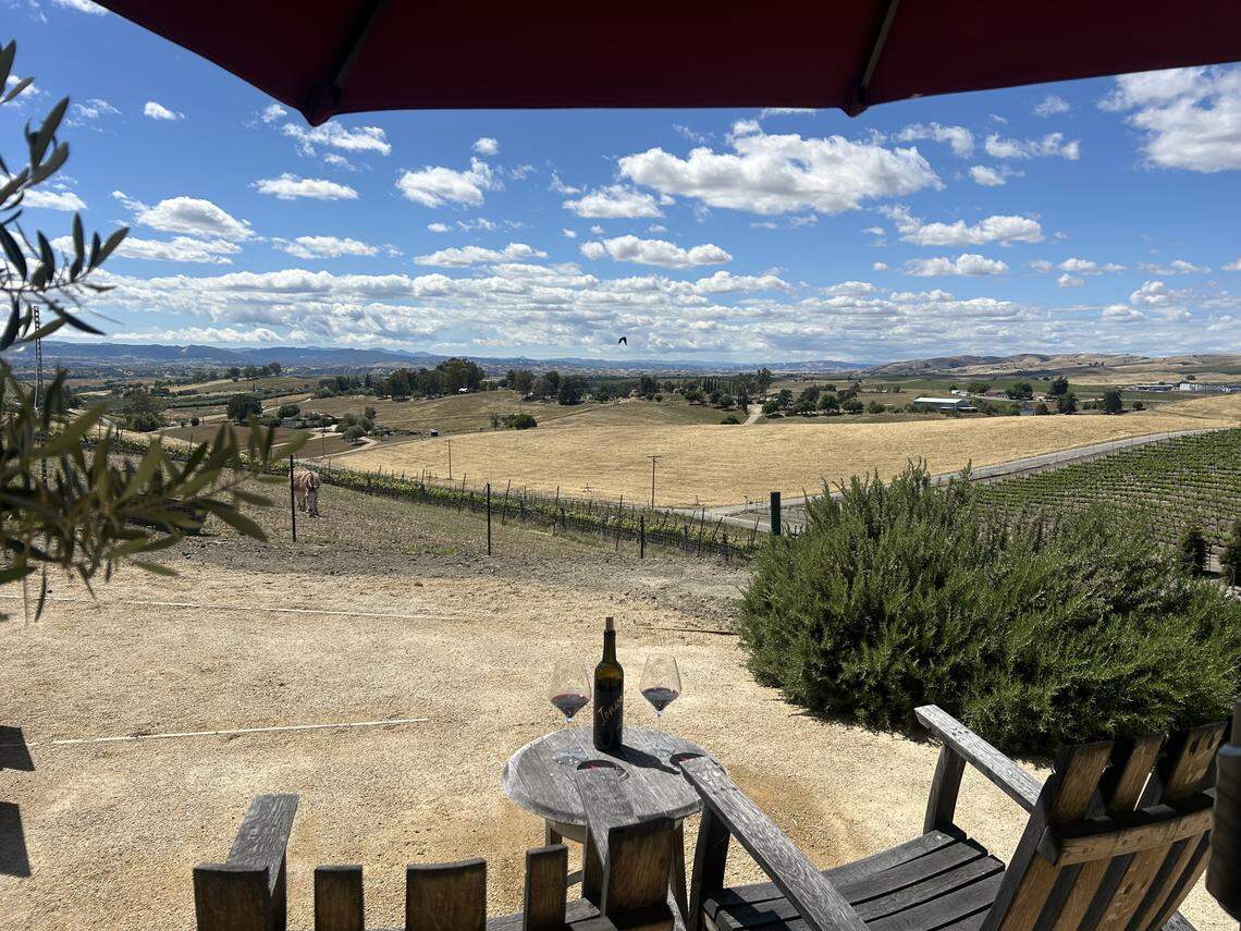The patio where wine tastings are held at Bon Niche Cellars in San Miguel.