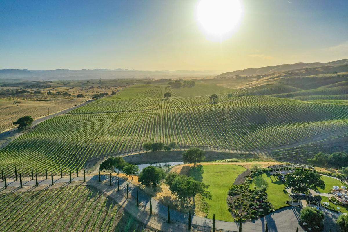 The vineyards at Villa San-Juliette in San Miguel feature about 12 grape varietals. The winery estate listed for $22 million in August 2022.