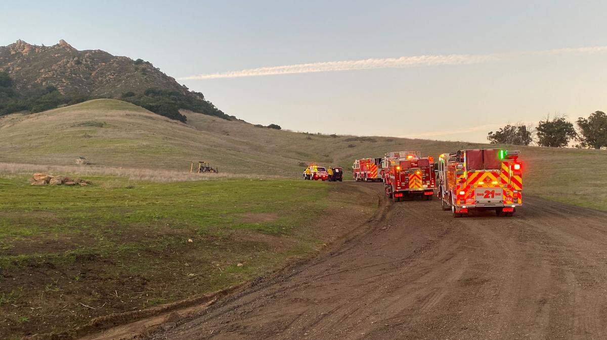 Emergency responders were rescuing a hiker who became trapped between two rocks on Bishop Peak in San Luis Obispo on Jan. 13, 2024.
