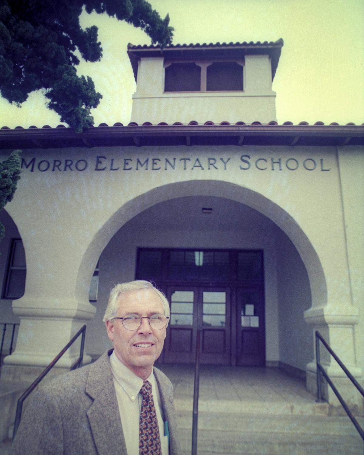 Dave Moore retired after 14 years as the Morro Elementary School principal and 31 years with the school district. Photo from April 17, 1997.