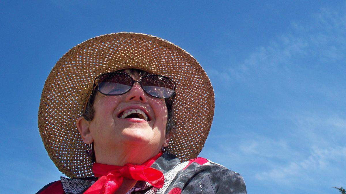 Cambrian columnist Kathe Tanner, all decked out for the Independence Day holiday, watches a patriotic celebration with glee.