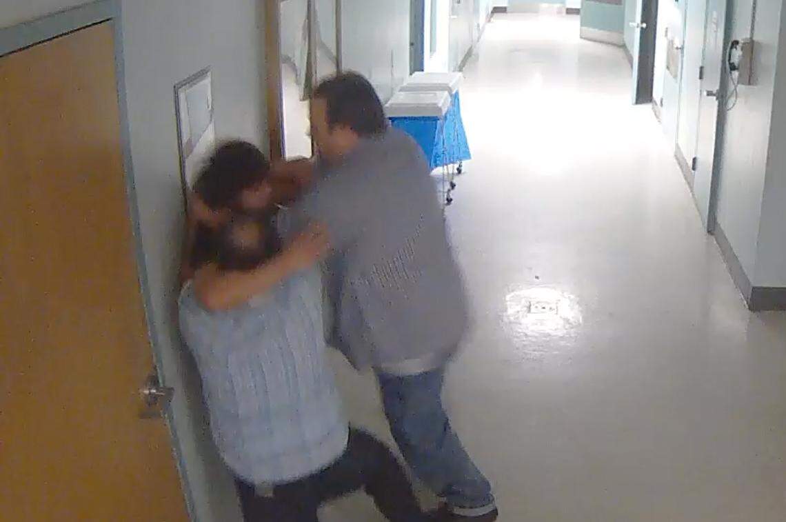 Technicians restrain Joseph Perez during an episode at the county's psychiatric health facility. Perez was at the facility in November 2017 on a 72-hour involuntary hold.