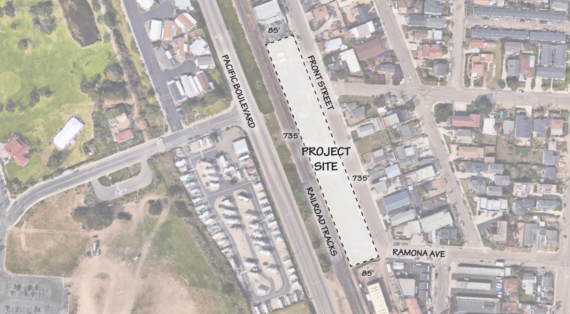 The Solstice project from applicant Brad Foote and developer Coastal Community Builders is planned to bring 28 townhomes and a pair of mixed-use commercial buildings to 359 Front St. in Grover Beach.