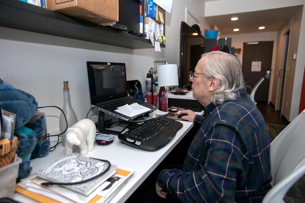 Mark Onspaugh writes and lives in a room at the Home2 Suites in Atascadero with wife Tobey Crockett and their beloved cats.