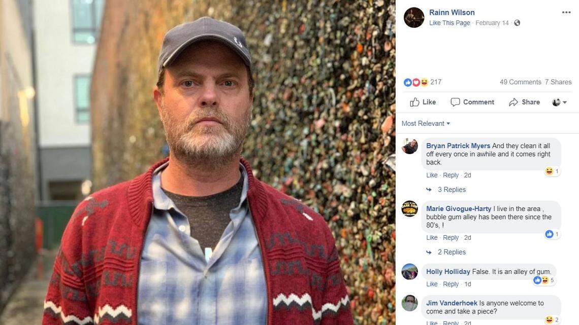 ‘There is a wall of gum. Just FYI’: Dwight from ‘The Office’ stops by Bubblegum Alley