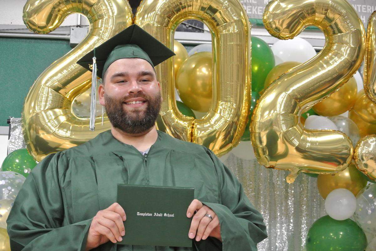 Heriberto Rodriguez graduated with his high school diploma on June 3, 2025. He was one of 37 graduates from the Templeton Adult School.