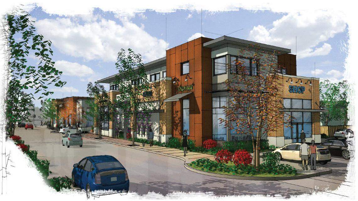 This architectural rendering shows the development proposed for a vacant lot at South Courtland Street and East Grand Avenue in Arroyo Grande.