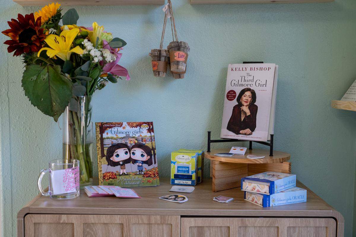 A collection of "Gilmore Girls" merchandise is among the offerings at Salty Pages, a new bookstore in Cambria, seen here on March 25, 2026. The bookstore opened on March 20 with a collection of around 300 books to start.