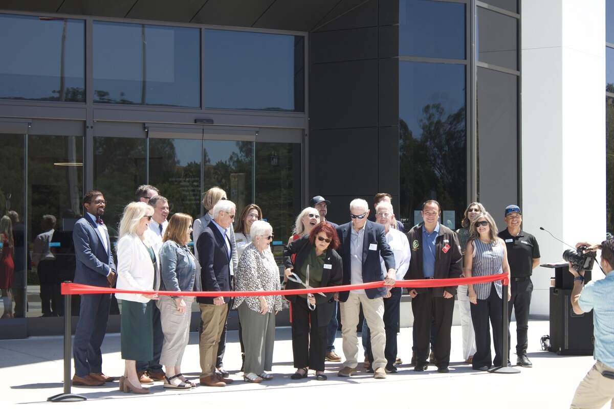 Cuesta College Board of Trustees President Debra Stakes cuts the ribbon during the opening celebration for the San Luis Obispo Campus Center on Wednesday, June 3, 2026. “Every project on Measure L takes enormous amount of effort to bring to life,” said Stakes. Stakes played a big role in helping get Measure L passed in 2014, by using her position at the time of faculty union president to educate people about the importance of passing the bill and working to build back trust in Cuesta’s administration.