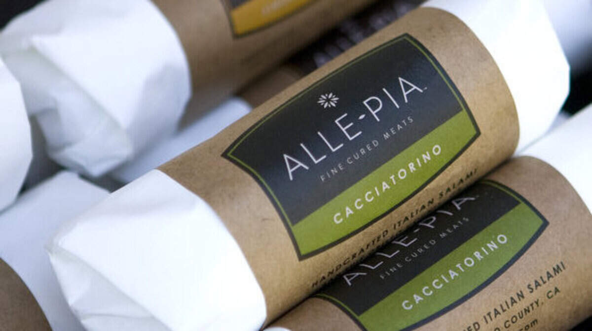 Alle-Pia's cacciatorino salumi has Chianti and juniper berries.