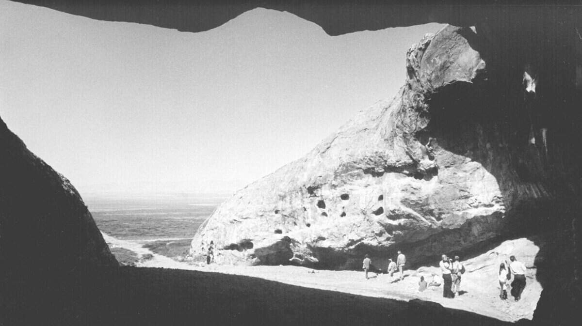 From the cavern of Painted Rock, the vast expanse of the Carrizo Plain is exposed. This photo was originally published on April 27, 1991.