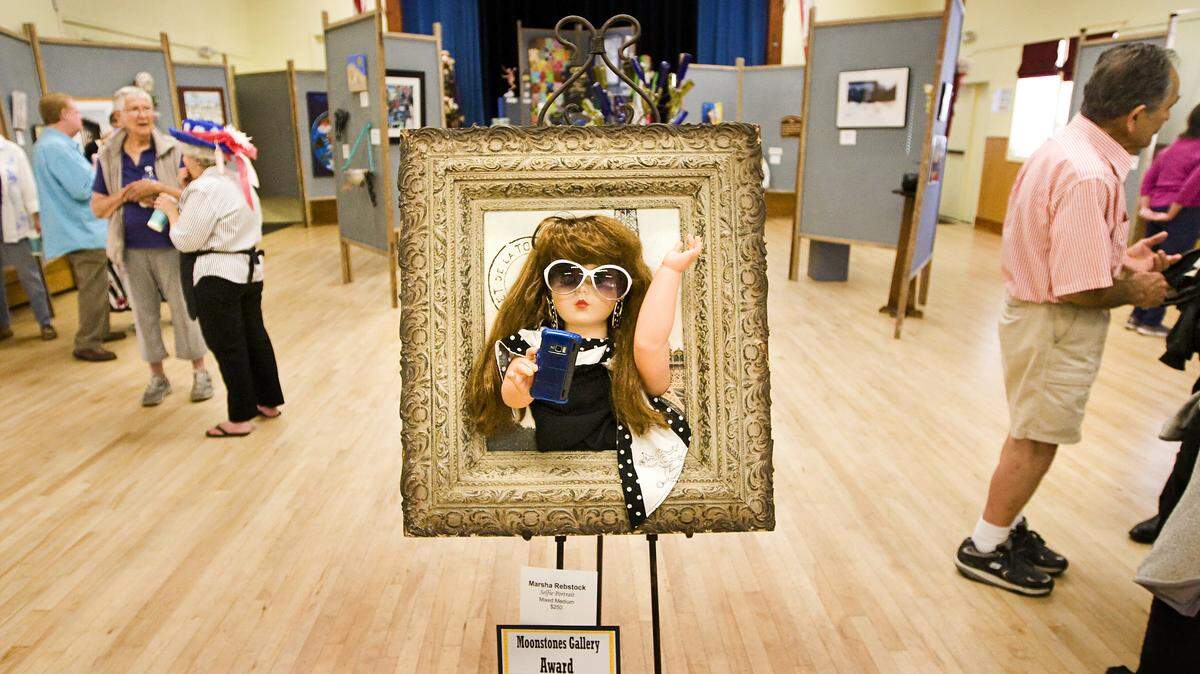 "Selfie Portrait," a mixed-media piece by Marsha Rebstock.