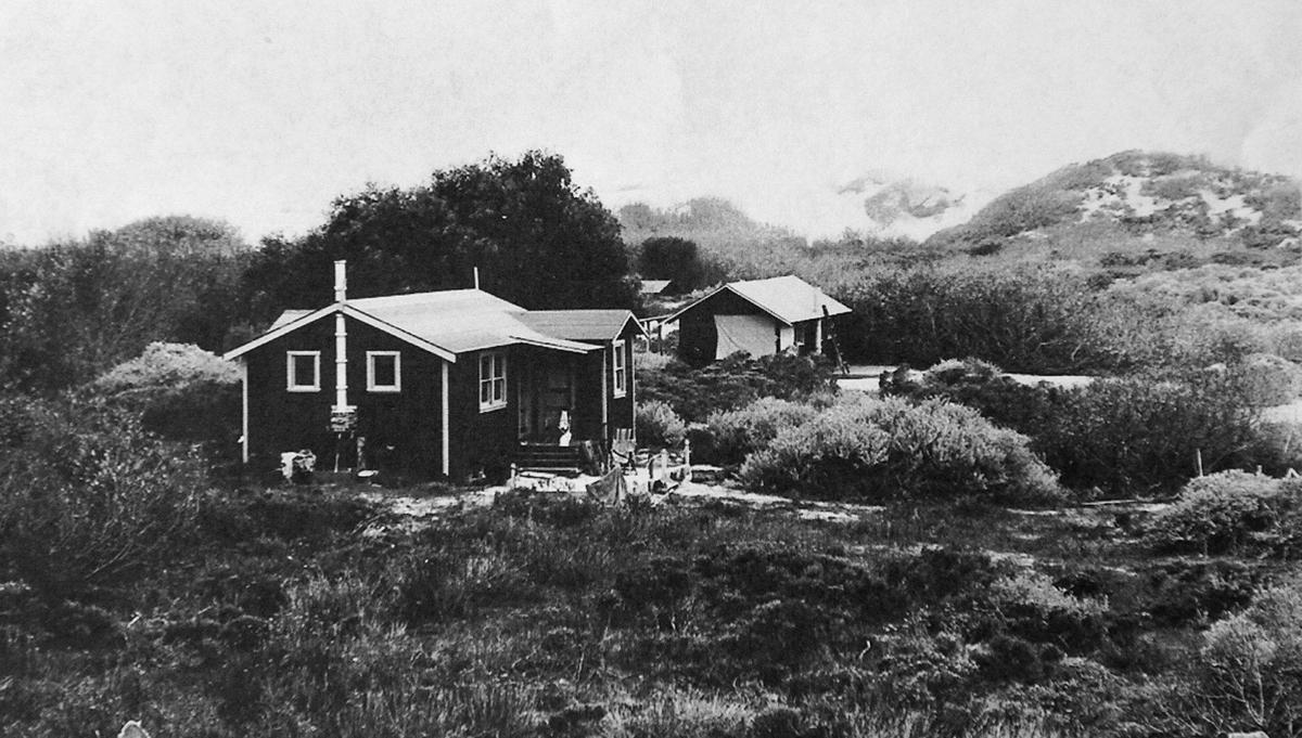 The Dunite Colony of Moy Mell in the Oceano Dunes taken in the early 1930s.The cabin of Chester Alan Arthur III (Gavin), is the one to the right of the larger structure, which was the community house.