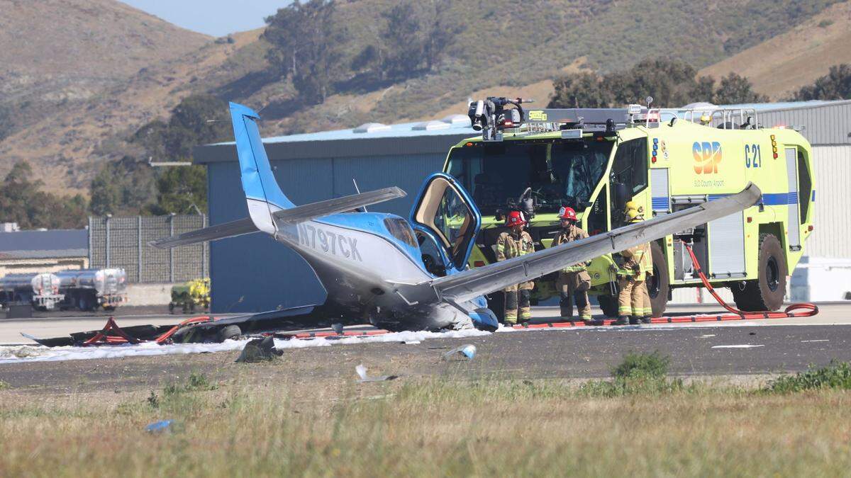 A private plane caught fire at the San Luis Obispo County Regional Airport on May 23, 2025, after arriving here from San Diego.