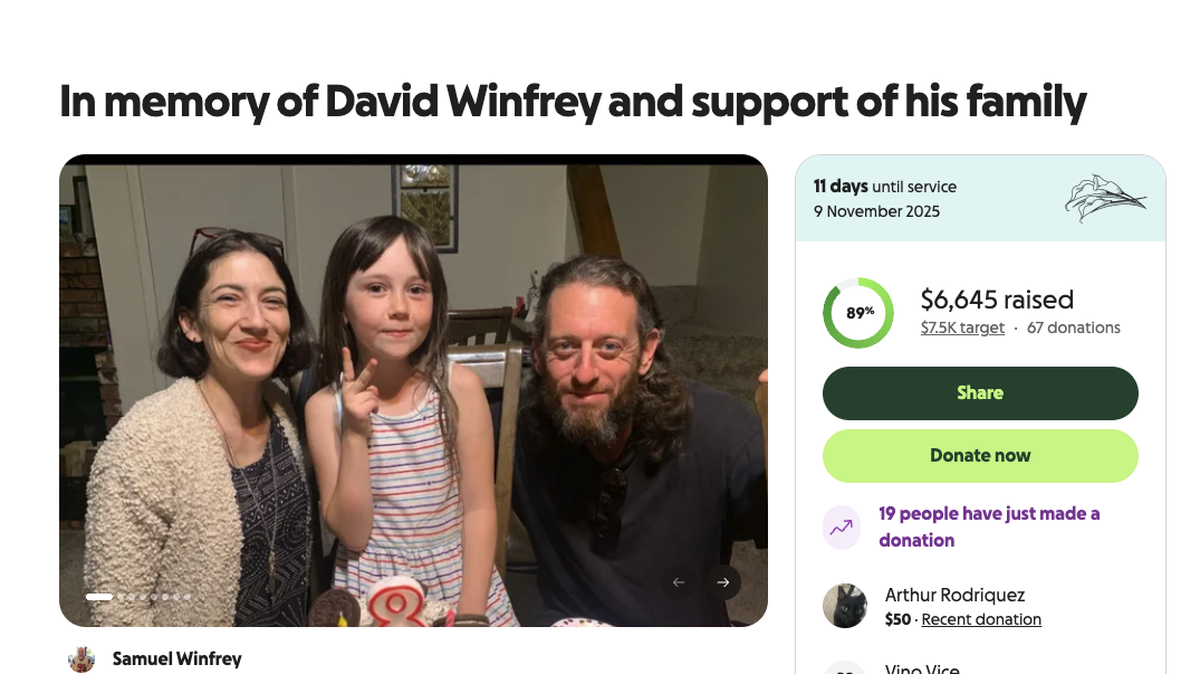 The family of David Windrey is raising money on GoFundMe to help support his wife and daughters and pay for funeral expenses. Winfrey died in a crash off Highway 41 near Morro Bay on Oct. 20, 2025.