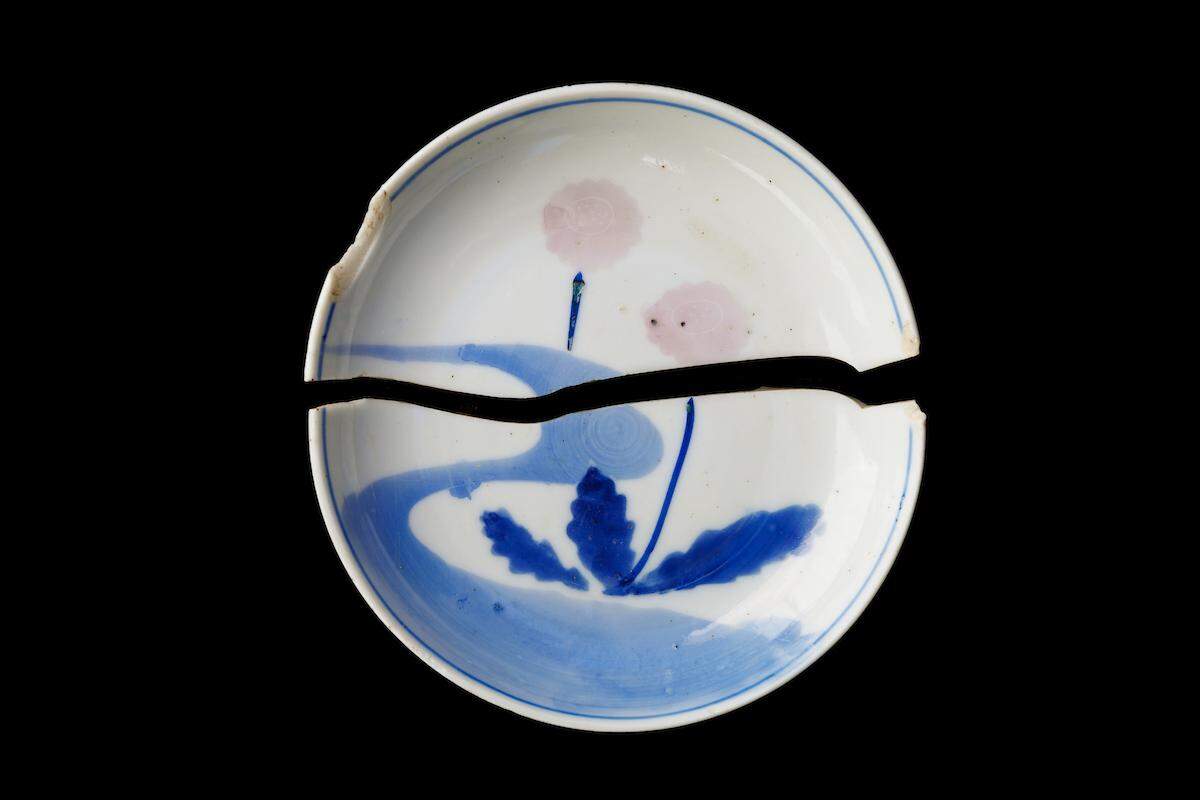 Many broken plates were found during the excavation of a home on the Pecho Coast previously occupied by the Yoshida family, which was forcibly relocated to internment camps in 1942. Some of the plates can be seen in an exhibit that debuted at the History Center in San Luis Obispo on May 30, 2025.