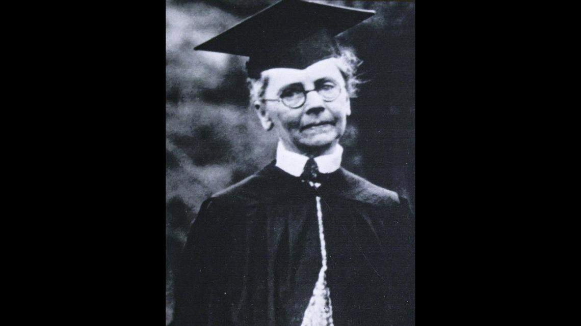 A rare photo of architect Julia Morgan when she was honored at U.C. Berkley in 1929. Her most famous work was Hearst Castle in San Simeon but her practice designed and built buildings from modest residences to large YWCA buildings in major cities.