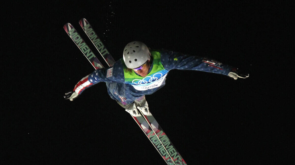 USA's Matthew Depeters competes in the men's aerials. (Mike Siegel / Seattle Times / MCT)