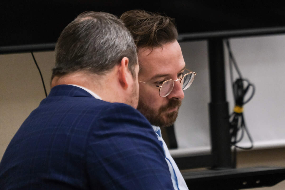 Nate Abate, right, listens to his attorney, Scott Taylor, during a court hearing on Nov. 19, 2024. A jury convicted Abate of sexually assaulting underage girls on Oct. 18, 2024.
