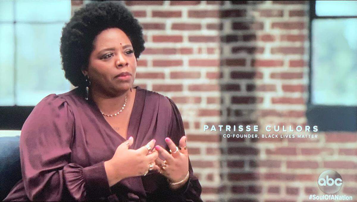 Black Lives Matter Foundation co-founder Patrisse Cullors joins San Luis Obispo activist Tianna Arata and “The View” co-host Sunny Hostin during a segment of the ABC docuseries “Soul of a Nation” on March 9, 2021.