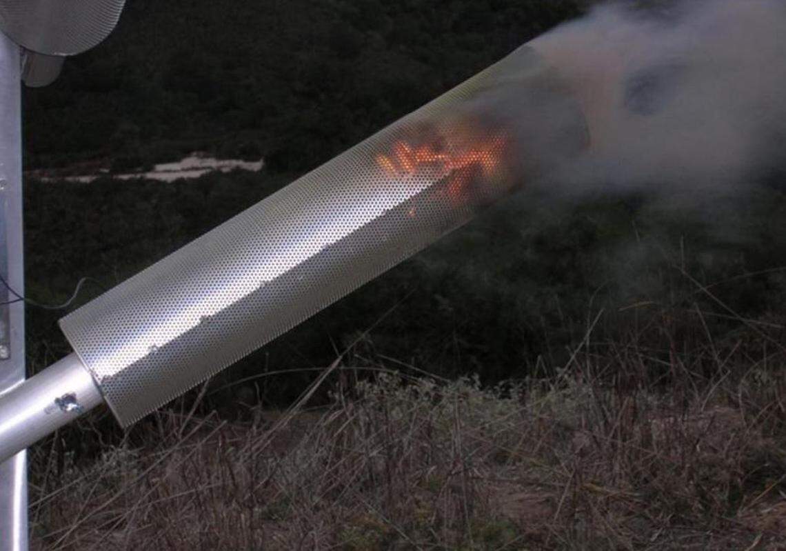 Flares at ground sites are used to distribute silver iodide at high elevations to attract water droplets in storm clouds.